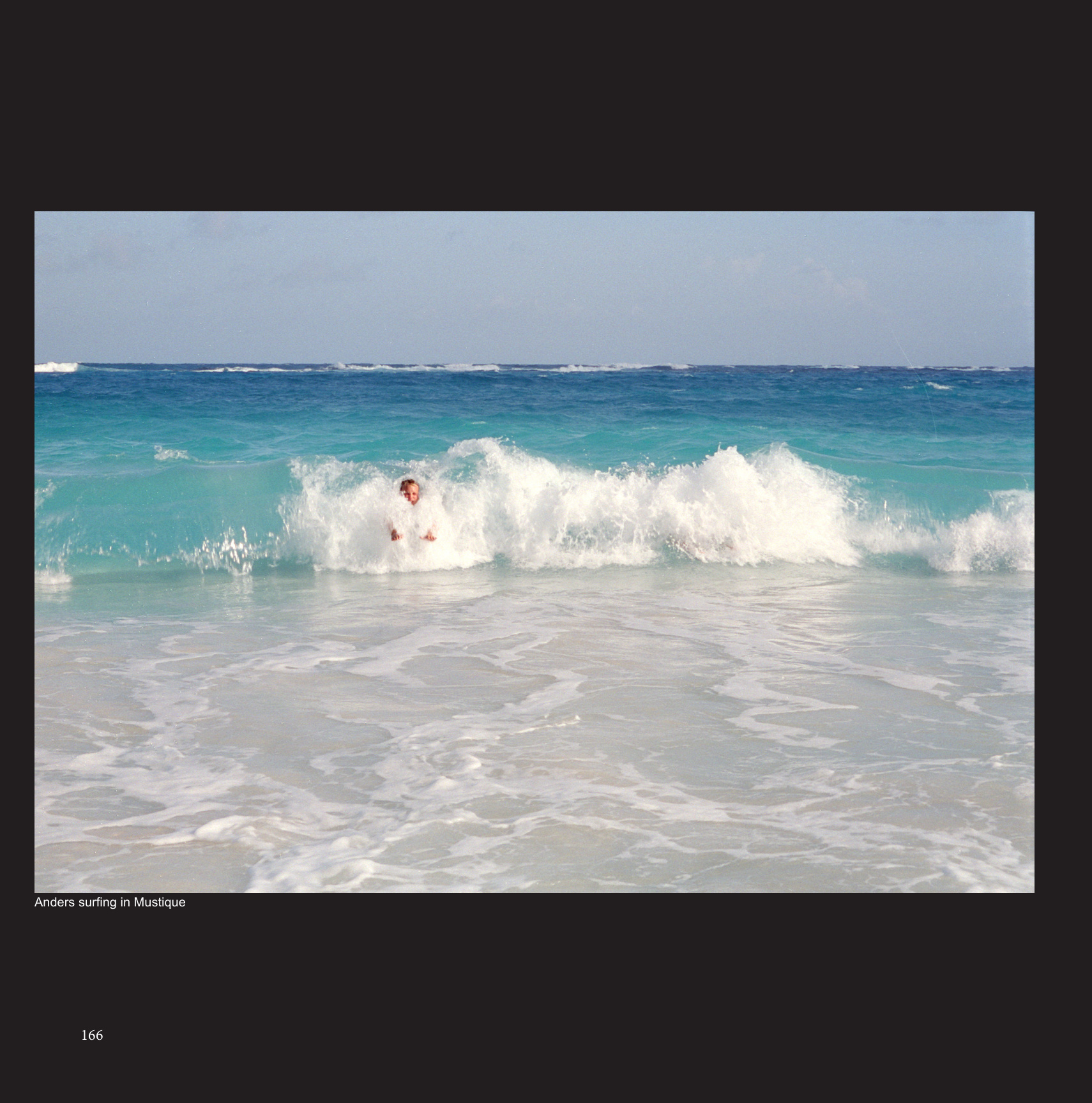 Anders surfing in Mustique