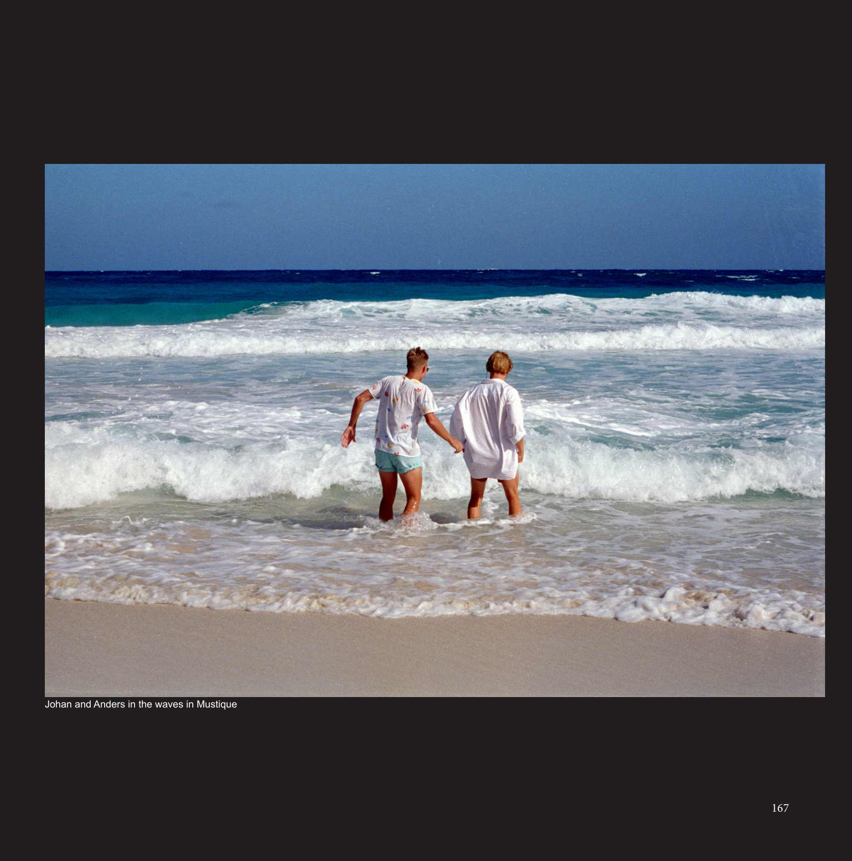 Johan and Anders in the waves in Mustique